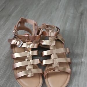 Womens Metallic Rose Gold Gladiator Sandals